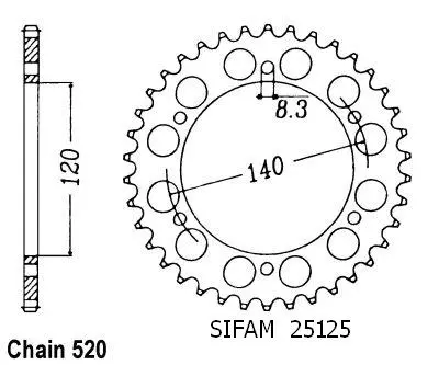 Sifam 520 42-tandad krans för En 500 Classic 1996-1998 JTR475