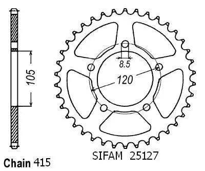 Sifam Aprilia 50 RX 1993-1998 415 51톱니 스프로킷 JTR211