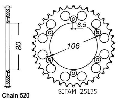 Kettenrad Rx 125 R 1993-1995 - 520 - 49 Zähne - Ähnlich JTR22