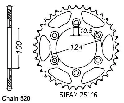 Pastorek Sifam 520 37 zubů Ducati 750 SS 1991-1996 900 SS 1991-1998 JTR735