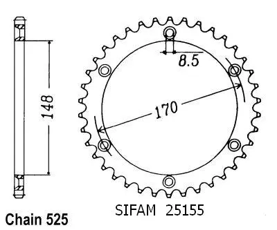 Sifam Dr 800 S 1994-1996 - 525 - 47T - JTR1821 유사품