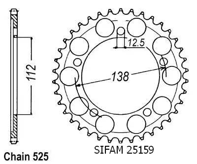 Sifam sprocket CBR600F 1999-2000 525 45 teeth JTR1304