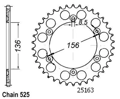 اسپراکٹ Sifam 525 43 دانت XF 650 Freewind 1997-1998 JTR1791