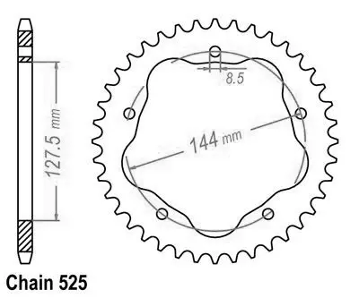 Sifam Ducati Hypermotard 5孔无载盘 525节距 45齿链轮 JTR752