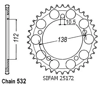 Kugghjul Sifam Yamaha 600 R6 1999-2002 532 48 tänder JTR1873