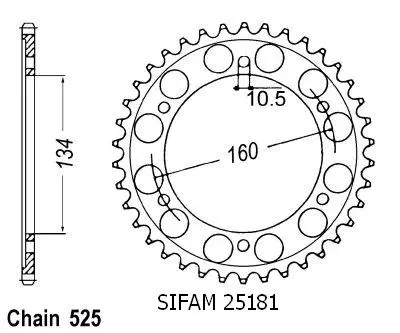 Зъбно колело Sifam Honda CBR 600 F1 2001 525 45 зъба JTR1307