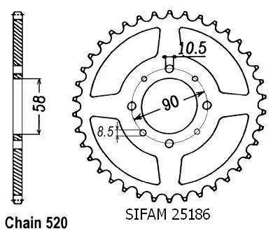 스프로킷 Sifam VT 125 Shadow 520 41T JTR273