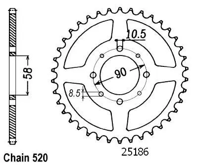 Sprocket Xl 125 Varadero 2000-2001 - 520 - 44 Teeth - Similar to JTR273