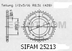 سیفام ساکس 125 زیڈ زیڈ 1998-2000 428 56 دانت JTR5213 سپروکٹ