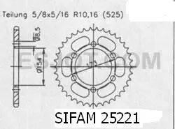 Kettenrad Sifam Aprilia 1000 RST 2001 525 43 Zähne