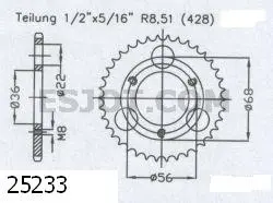 シファム スプロケット 428 - 28T アドリー シルバーフォックス用 - 類似品 JTR5233