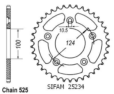 Pastorek Sifam Ducati 749 R/S 2003 525 39 zubů JTR744