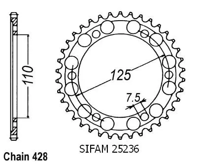 Pastorek Sifam 428 46 zubů pro Gilera 125 Cougar JTR485