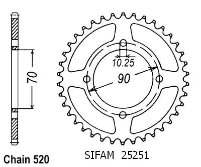 Couronne Sifam 520 43 dents Kawasaki KSF 250 Mojave JTR1414