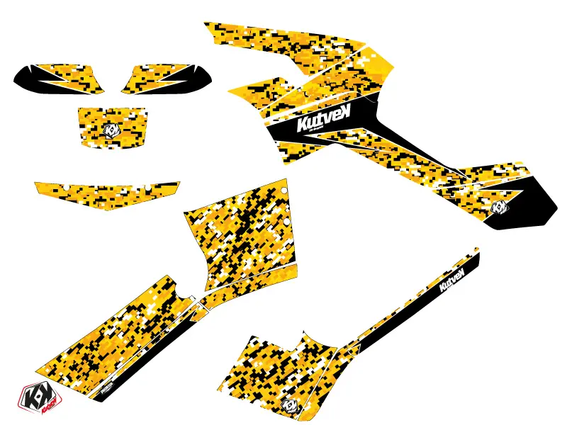 Quad Predator Can-Am Outlander 500-650-800 MAX Zwart Geel stickerset (2010-2012) — zicht 2