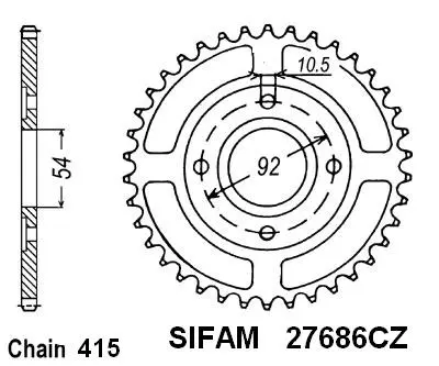 Sifam 스프로킷 Yamaha TZR50 Power 1998 415 46T JTR2060