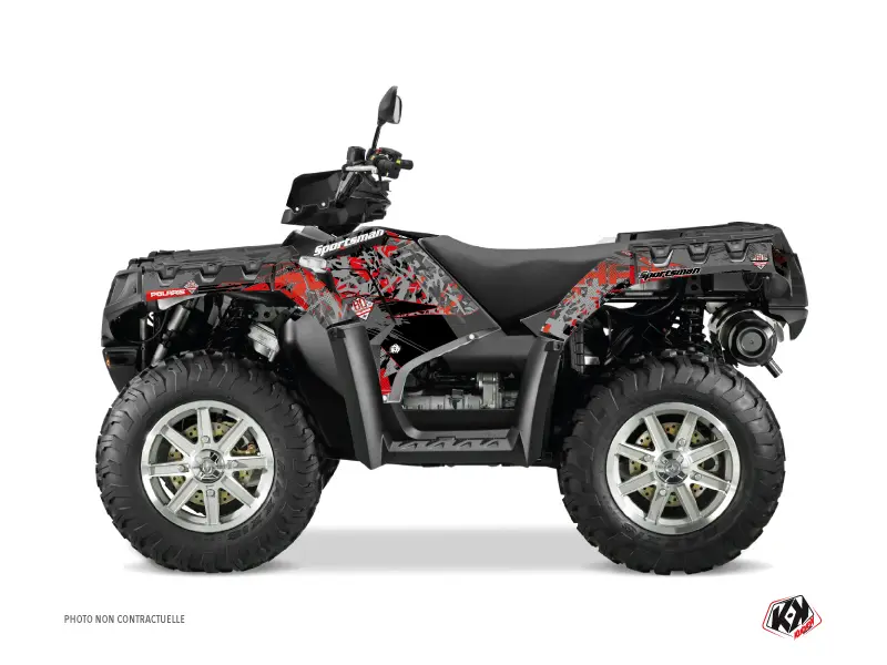 طقم زخرفة كواد Vintage Polaris Sportsman Touring 550-850-1000 أسود أحمر (2013-2016)