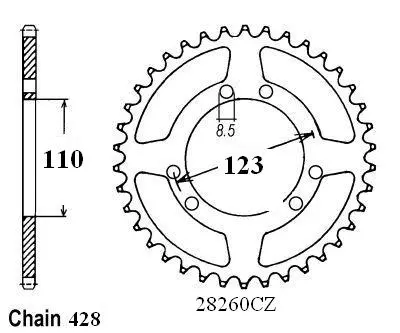 Hrd Sprocket 50 - 428 - 56 Teeth - Similar to JTR2070