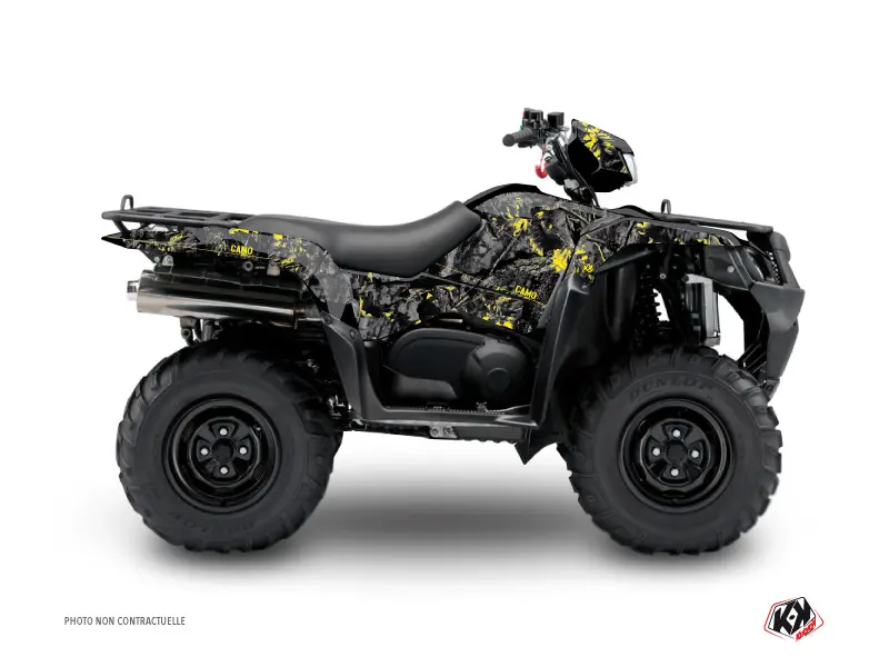 Kit décoration Quad Camouflage Suzuki King Quad 400 Noir Jaune 2008-2017