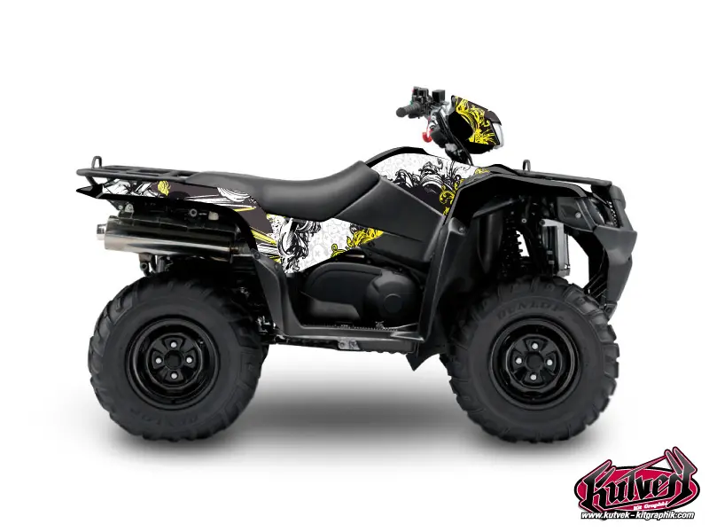 Kit déco Quad Trash Suzuki King Quad 750 noir jaune 2019-2023 KUTVEK