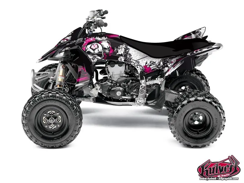 クワッド デカールキット トラッシュ ヤマハ 450 YFZ R ブラック&ピンク (2009-2013年)