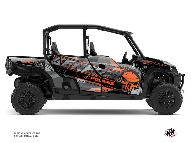 Kit Déco SSV Evil Polaris GENERAL 1000 4 portes Gris Orange (2017-2021)