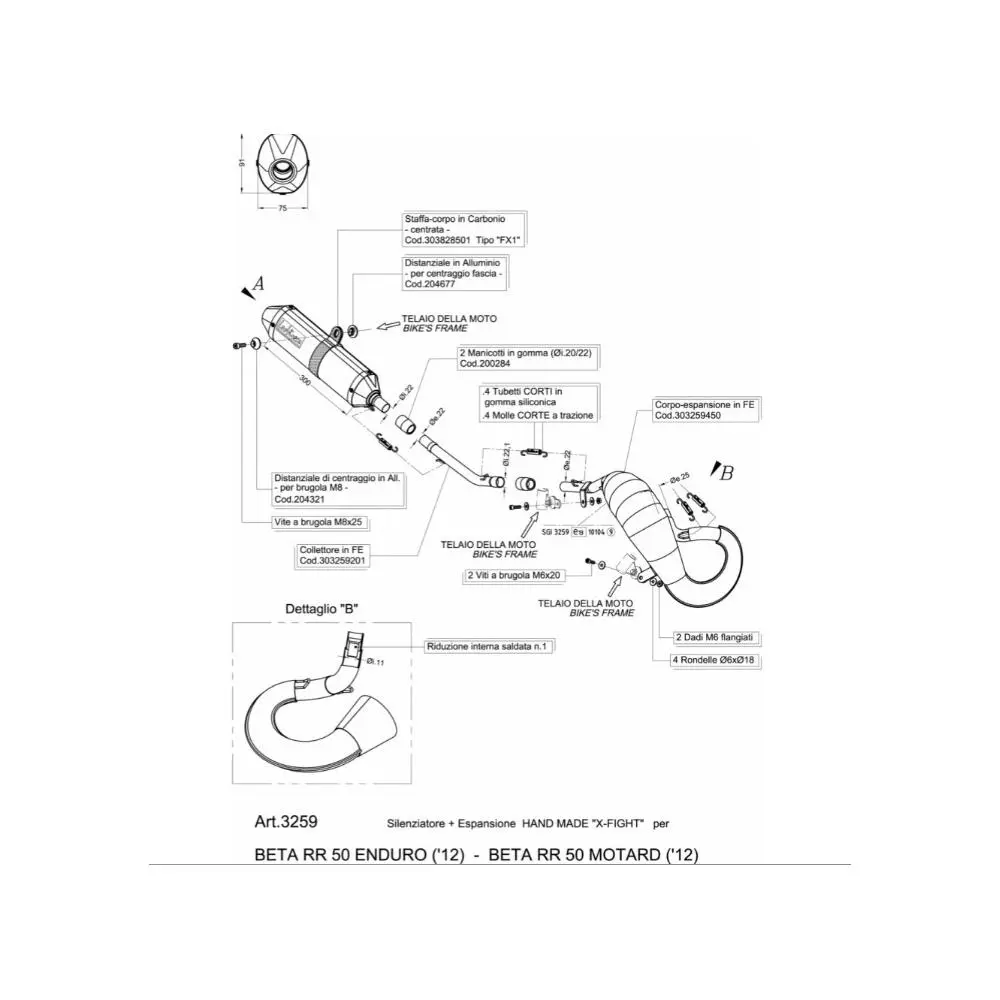 Heitgaasikolb Leovince X-Fight must Beta 50 RR 2012+ parempoolne ülemine läbipääs (ref 3259B) — 4. vaade