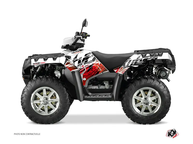 KUTVEK Quad Eraser Polaris 850 Sportsman Forest 레드 화이트 데칼 키트 (2021-2023)