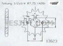 Pinhão Esjot Eton 420 19 dentes