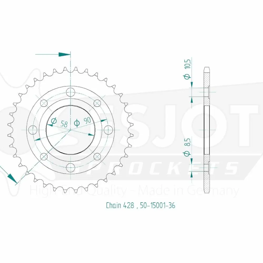 Corona acciaio 428 36 denti Honda TT Esjot