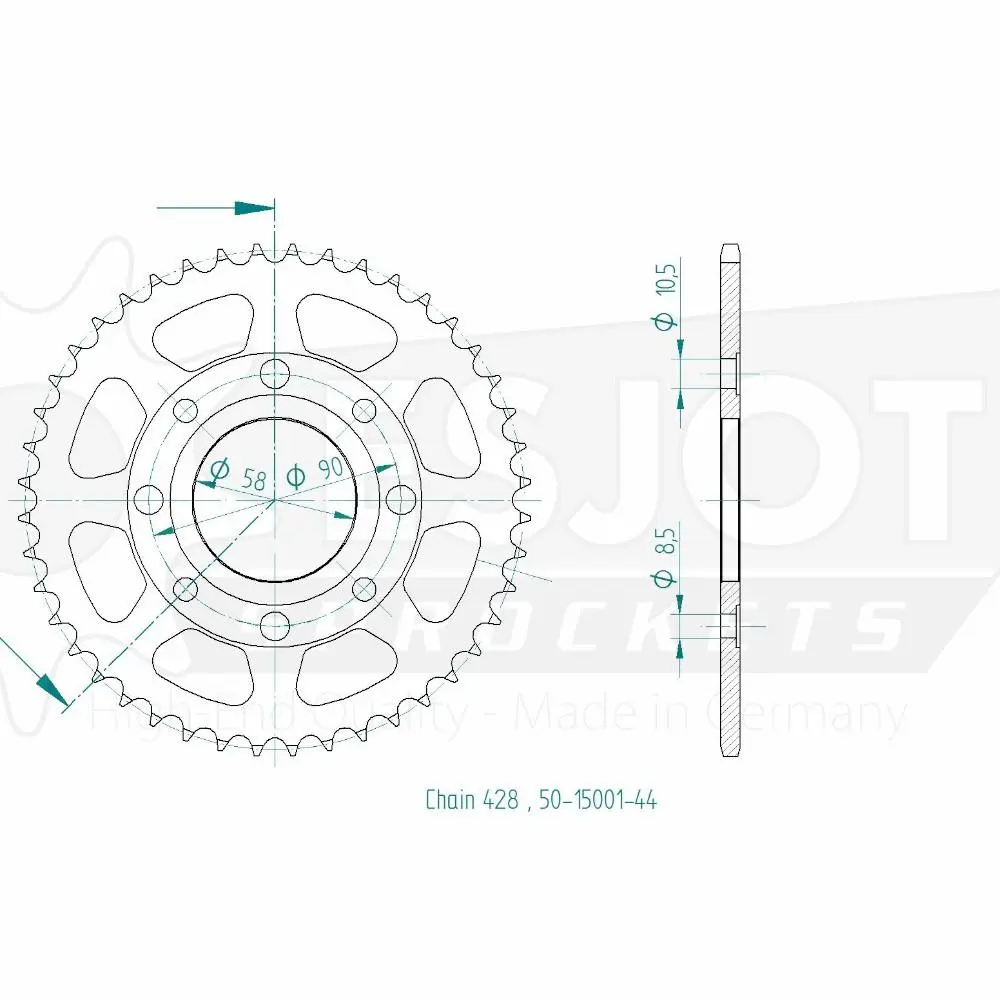 Corona Acciaio TT Honda 428 44 Denti Esjot Simile JTR269