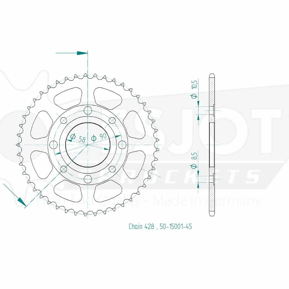 Corona Acciaio Esjot 428 45 Denti TT Honda Simile JTR269