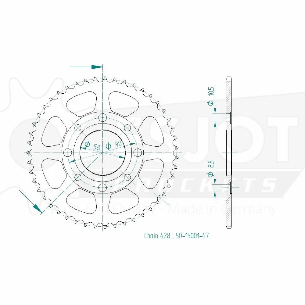 ترس فولاذ TT Honda 428 47 سن Esjot JTR269