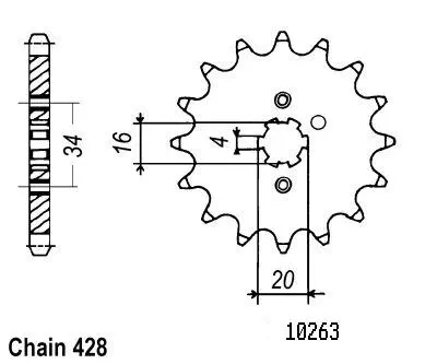 Ritzel TT Esjot 428 - 14 Zähne - Ähnlich JTF263 - Kawasaki/Suzuki/Yamaha