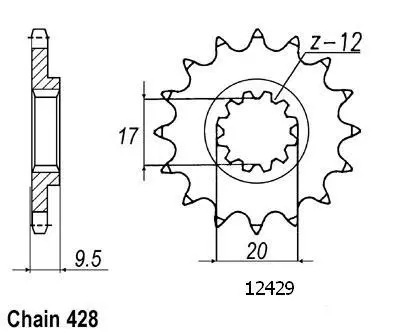 ایسجٹ TT KTM 428 14 دانت JTF1907 سپروکیٹ