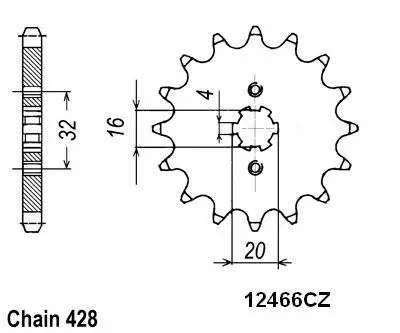 Ritzel Esjot 428 - 14 Zähne TT Beta-Yamaha - Ähnlich JTF1550