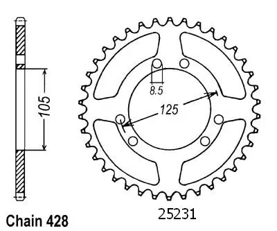Tērauda zobrats Esjot 428 50 zobi Derbi-Yamaha JTR1134