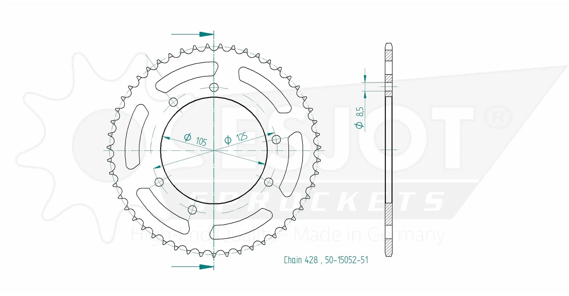 Corona Acciaio Esjot 428 - 51 Denti