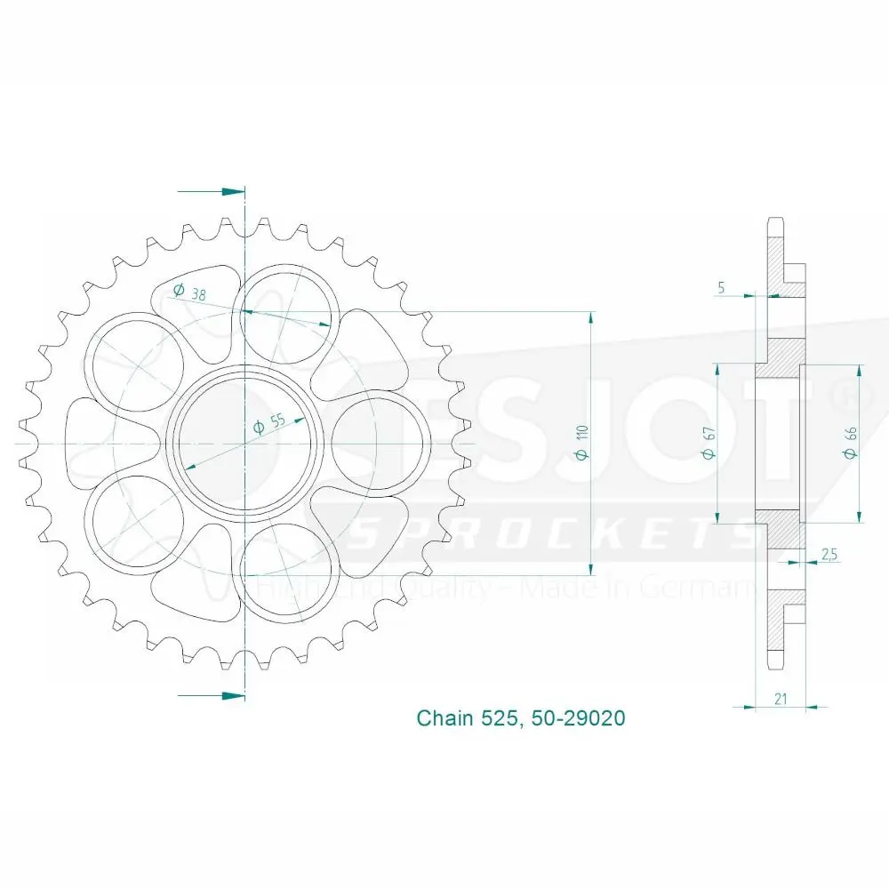 Зъбно колело Стомана Esjot Ducati 525 45 Зъба