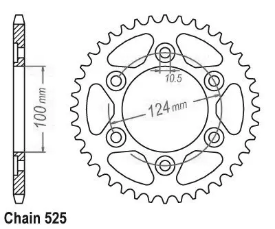 Stahl-Kettenrad Esjot 525 - 42 Zähne - Ähnlich JTR745