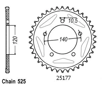 Ozubené kolo z oceli Esjot 525 - 45 zubů Suzuki-Triumph JTR1792