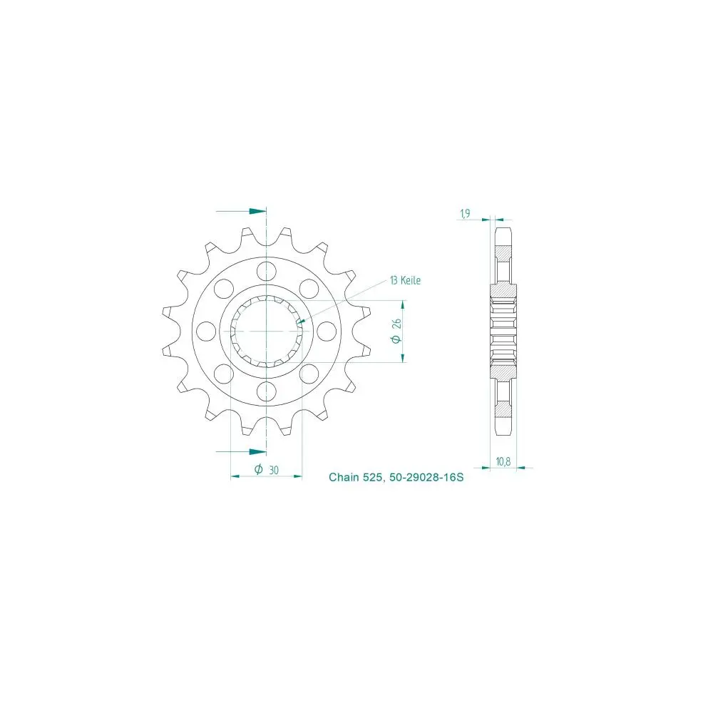 Ritzel Esjot 525 16 Zähne Yamaha/Fantic