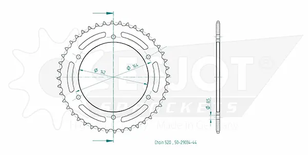 Couronne Acier Esjot 525 - 44 Dents - Similaire JTR1704