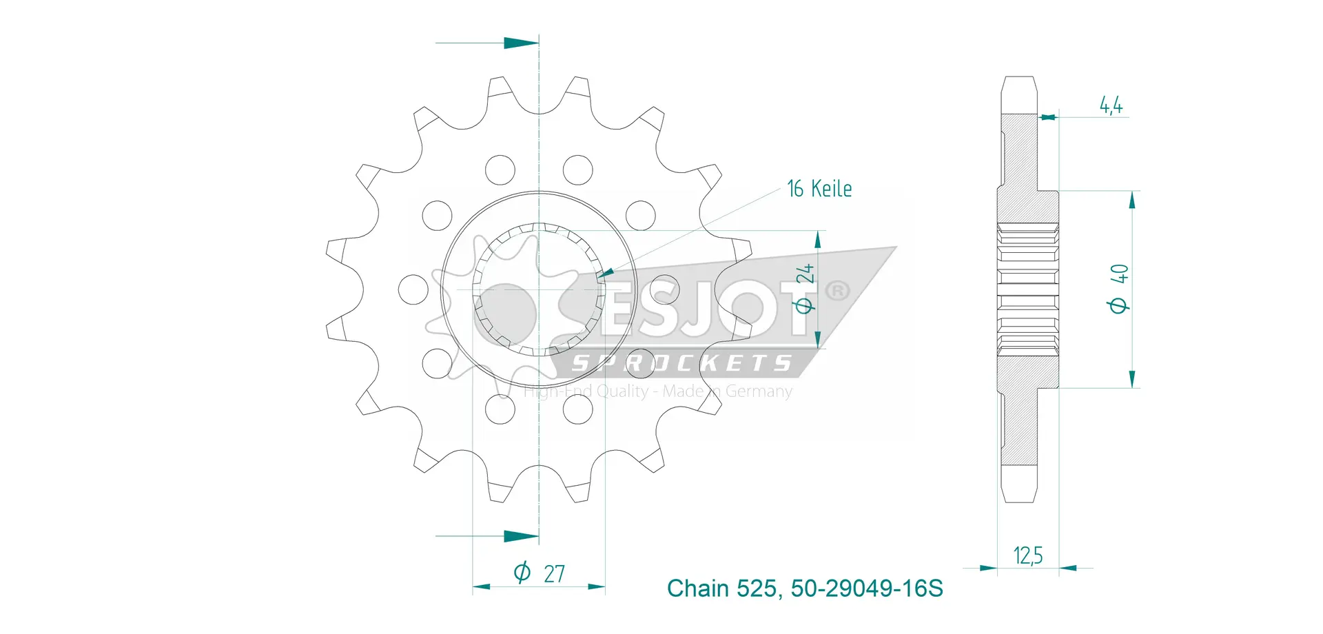 ترس Esjot Lightweight Suzuki 525 16 سناً