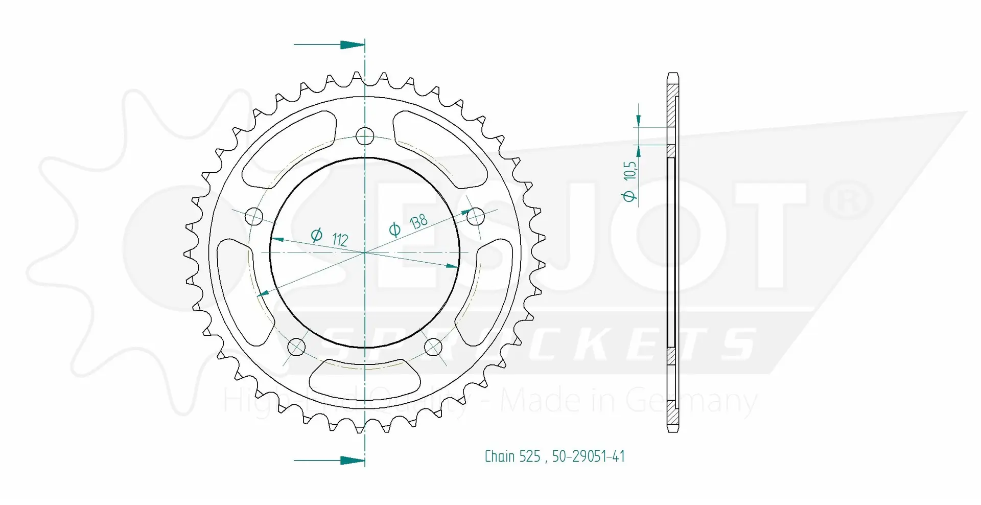 Kettenrad Alu Esjot 525 - 41 Zähne