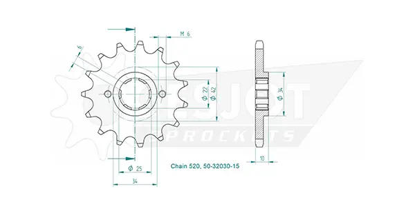 Esjot Honda 520 6 스플라인 15T 스프로킷