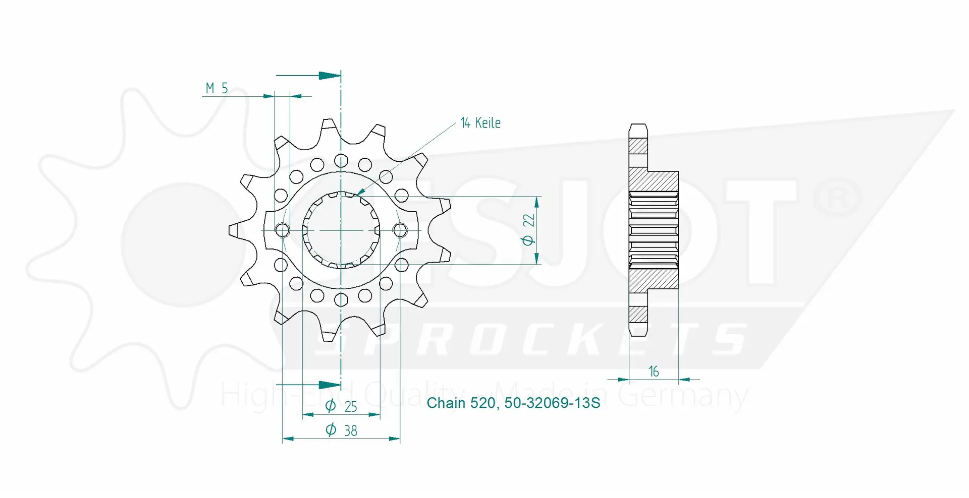 Esjot Lightweight Sprocket Ducati 520 13 Tooth