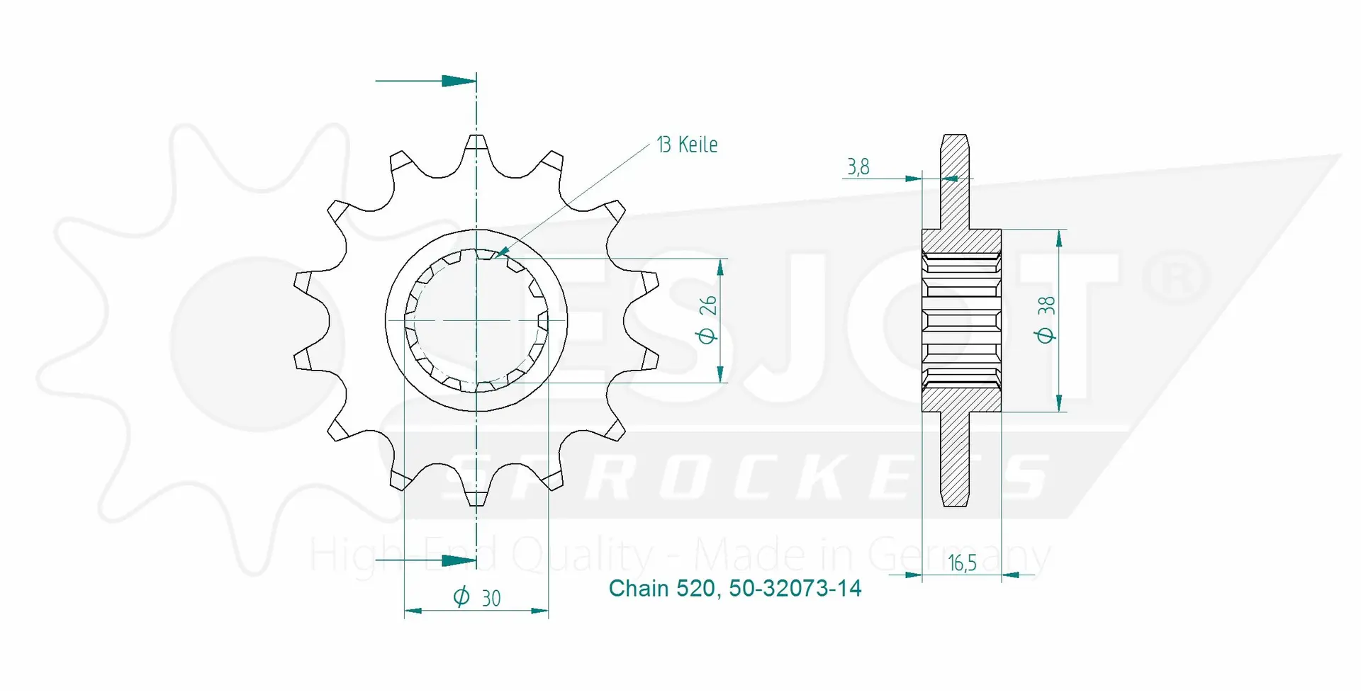 Esjot 520 14 Tooth Sprocket