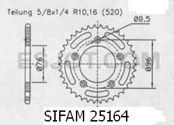 Stahl-Kettenrad Esjot 520 43 Zähne Cagiva