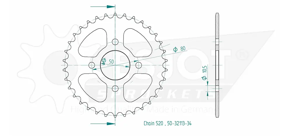 Couronne Acier Esjot Eton-Sym 520 34 Dents